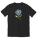 Blue-yellow flower, t-shirt, Black, XS