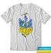 Ukrainian coat of arms with flowers and bird, t-shirt, White, XS