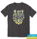 Coat of arms of Ukraine with flowers, t-shirt, Graphite, XS
