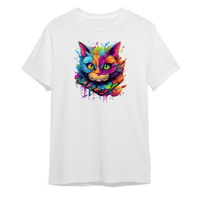 Cat t-shirt, White, XS