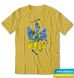 Футболка с гербом Украины с цветами и птицей, Желтый, XS
