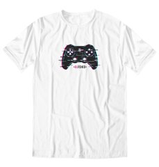 Glitched gamepad/joystick, t-shirt, White, XS