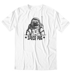 Cosmic pug, t-shirt, White, XS
