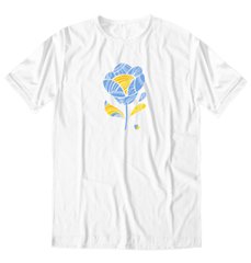 Blue-yellow flower, t-shirt, White, XS